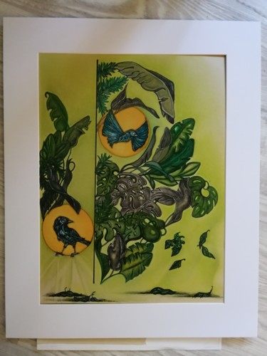 Dessin intitulée "Sérénité végétale" par Eugénie Saibron, Œuvre d'art originale, Pastel Monté sur Carton
