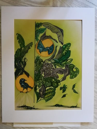 Sérénité végétale Dessin intitulée "Sérénité végétale" par eugenie-saibron, Œuvre d'art originale, Pastel Monté sur Carton