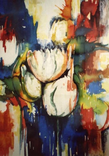 Schilderij getiteld "abstracte tulpen" door Eugenie Van Uden-Wolfs, Origineel Kunstwerk