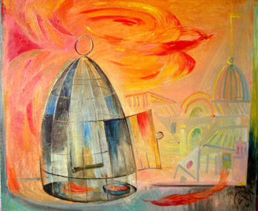 Painting titled "Bird flew away" by Drigo, Original Artwork, Oil