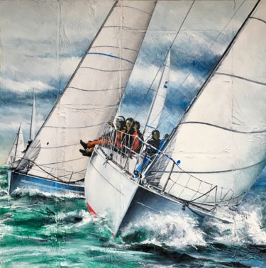 Painting titled "Regata" by Eugenio Giaccone, Original Artwork, Pigments