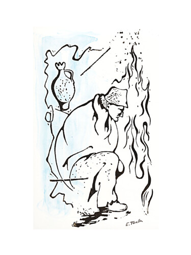 Incisioni, stampe intitolato "Lavoro nei campi, n…" da Eugenio Torella, Opera d'arte originale, Litografia