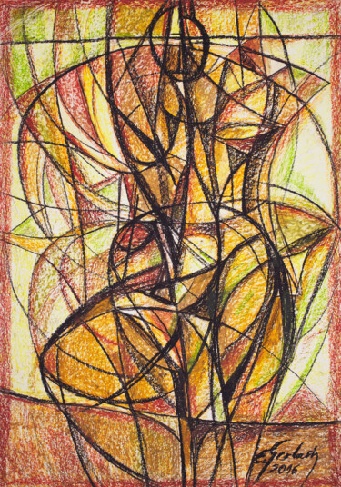 Malerei mit dem Titel "Akt w szalonym tańcu" von Eugeniusz Gerlach, Original-Kunstwerk, Pastell