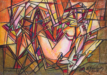 Malerei mit dem Titel "Akt w różu" von Eugeniusz Gerlach, Original-Kunstwerk, Pastell