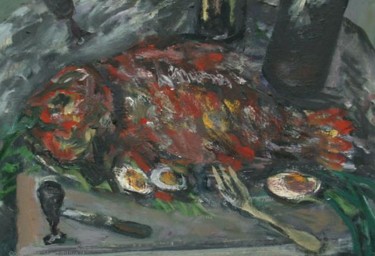 Painting titled "Fish Plateau. Detai…" by Eugine Ginzburg, Original Artwork, Oil