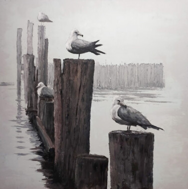 Peinture intitulée "Morning fog" par Eugis Eidukaitis, Œuvre d'art originale, Huile