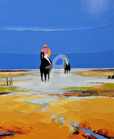 Peinture intitulée "Les deux cavaliers" par Christian Eurgal, Œuvre d'art originale, Huile Monté sur Châssis en bois