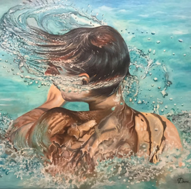 Painting titled "The swimmer" by Cezar Dron, Original Artwork, Oil