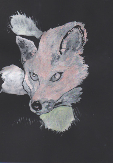 Painting titled "renard2" by Fabien Lheuillier, Original Artwork, Watercolor