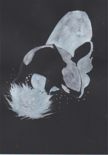 Peinture intitulée "orque2" par Fabien Lheuillier, Œuvre d'art originale, Aquarelle