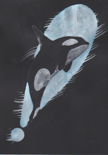 Peinture intitulée "orque1" par Fabien Lheuillier, Œuvre d'art originale, Aquarelle