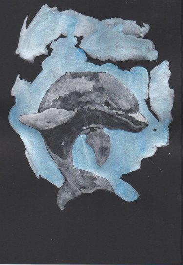 Peinture intitulée "dauphin" par Fabien Lheuillier, Œuvre d'art originale, Aquarelle
