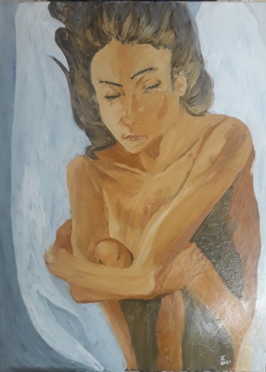 Peinture intitulée "le pleure de l'ange…" par Fabien Lheuillier, Œuvre d'art originale, Huile