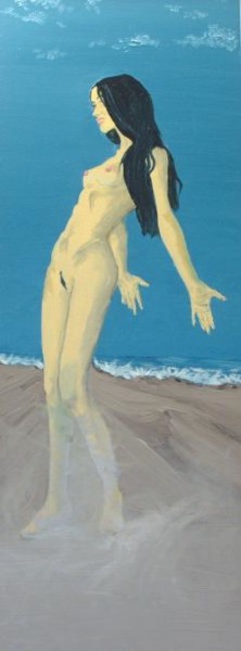 Peinture intitulée "nue a la plage" par Fabien Lheuillier, Œuvre d'art originale, Huile