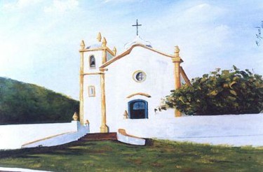 Pintura intitulada "Igrejinha" por Eusa Maciel, Obras de arte originais, Óleo