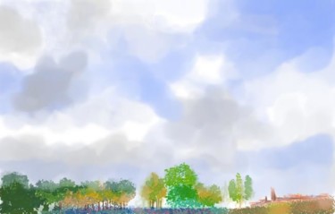 Arte digital titulada "Tarde de nubes" por Carmen López, Obra de arte original