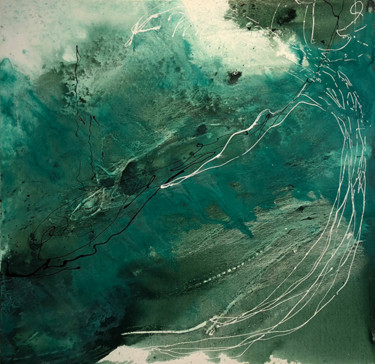 Painting titled "Inside A Wave" by Evalynn Alu, Original Artwork, Acrylic