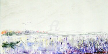 Peinture intitulée "AQUATIQ-mangroveBle…" par Ev.A. Ramlot, Œuvre d'art originale, Aquarelle