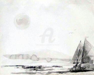 Painting titled "BATEAUX Alibaba.jpg" by Ev.A. Ramlot, Original Artwork, Ink