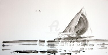 Painting titled "BATEAUX Baladi.jpg" by Ev.A. Ramlot, Original Artwork, Ink