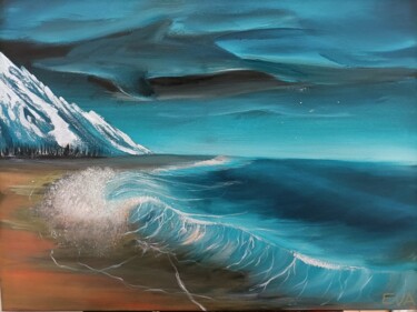Peinture intitulée "L'appel de l'océan" par Eva Andre, Œuvre d'art originale, Acrylique Monté sur Châssis en bois