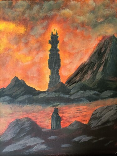Painting titled "Mordor" by Eva Andre, Original Artwork, Acrylic Mounted on Wood Stretcher frame