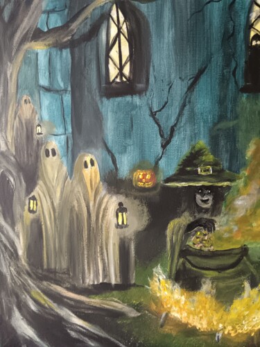 Painting titled "Halloween" by Eva Andre, Original Artwork, Acrylic Mounted on Wood Stretcher frame