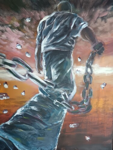 Malarstwo zatytułowany „Chaines” autorstwa Eva Andre, Oryginalna praca, Akryl Zamontowany na Drewniana rama noszy