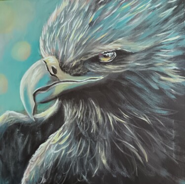 Schilderij getiteld "Eagle" door Eva Andre, Origineel Kunstwerk, Acryl Gemonteerd op Frame voor houten brancard