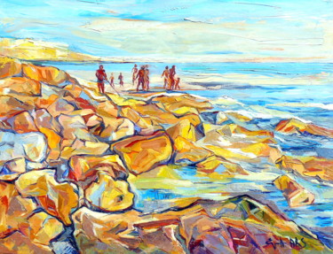 Painting titled "Au bord de mer" by Eva Ars, Original Artwork, Oil