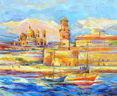 Peinture intitulée "Le Vieux - Port Mar…" par Eva Ars, Œuvre d'art originale, Huile