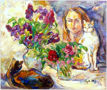 Peinture intitulée "Le bouquet la jeun…" par Eva Ars, Œuvre d'art originale, Huile