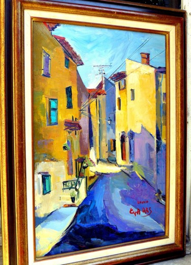 Peinture intitulée "Une rue de village…" par Eva Ars, Œuvre d'art originale, Huile