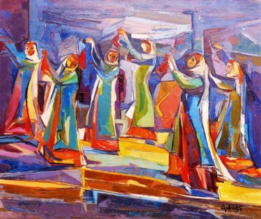 Peinture intitulée "La Danse des moucho…" par Eva Ars, Œuvre d'art originale, Huile