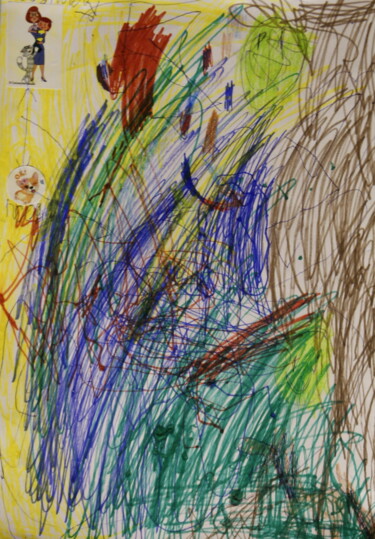 Рисунок под названием "Лето. Поле с василь…" - Ева Аржаных, Подлинное произведение искусства, Цветные карандаши