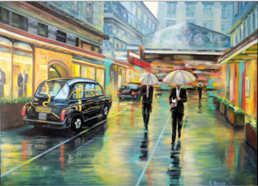 Pintura titulada "Savoy Rain Symphony" por Eva Bazhenova, Obra de arte original, Oleo