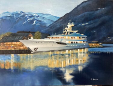 Malerei mit dem Titel "Luxury at Anchor" von Eva Bazhenova, Original-Kunstwerk, Öl
