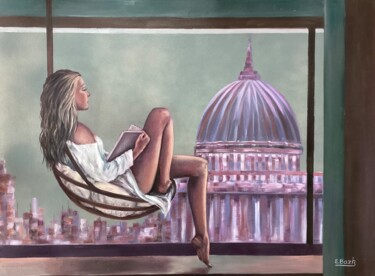 Картина под названием "Contemplation at Sa…" - Eva Bazhenova, Подлинное произведение искусства, Масло
