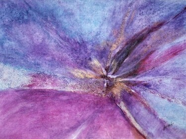 「Purple flower」というタイトルの絵画 Eva Bodnarによって, オリジナルのアートワーク, アクリル その他の剛性パネルにマウント