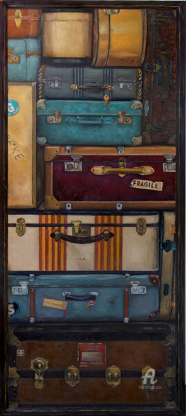 Painting titled "Lifetime journey" by Eva Chen, Original Artwork, Oil Mounted on Wood Stretcher frame