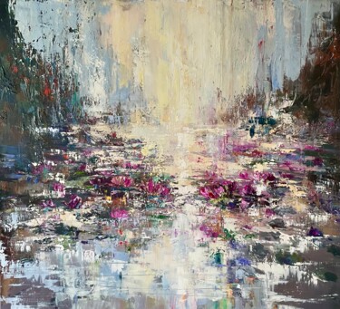"Monet Pond" başlıklı Tablo Eva Czarniecka tarafından, Orijinal sanat, Petrol Ahşap Sedye çerçevesi üzerine monte edilmiş
