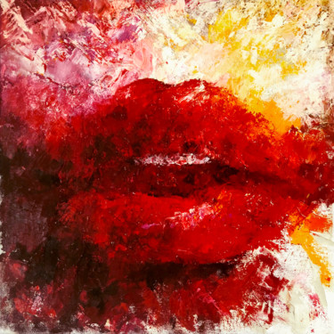 Schilderij getiteld "Lips" door Evgeniya Abramova, Origineel Kunstwerk, Olie