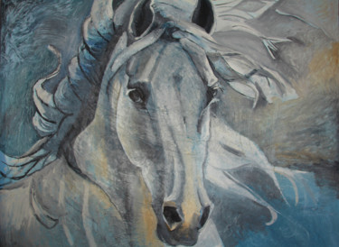 Schilderij getiteld "Siberian horse" door Evgeniya Abramova, Origineel Kunstwerk, Olie