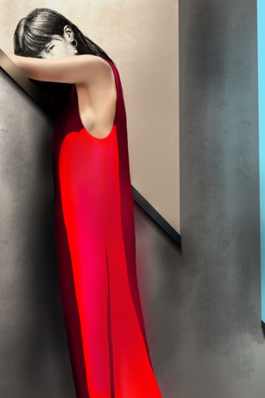 Digital Arts titled "Lady in red" by Evgeniya Abramova, Original Artwork, Digital Painting