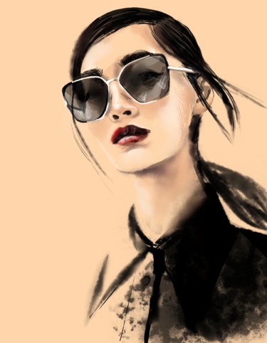 Artes digitais intitulada "sunglasses" por Evgeniya Abramova, Obras de arte originais, Pintura digital