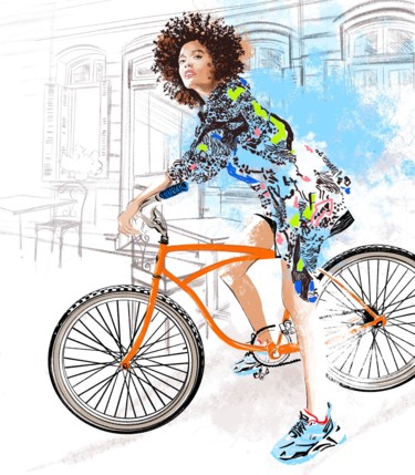 Digital Arts titled "bike" by Evgeniya Abramova, Original Artwork, Digital Painting