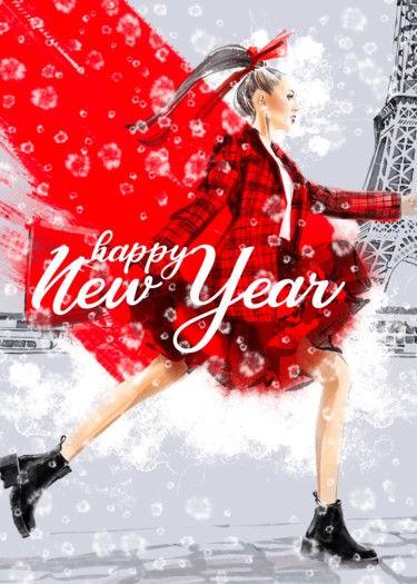 「happy new year」というタイトルのデジタルアーツ Evgeniya Abramovaによって, オリジナルのアートワーク, デジタル絵画