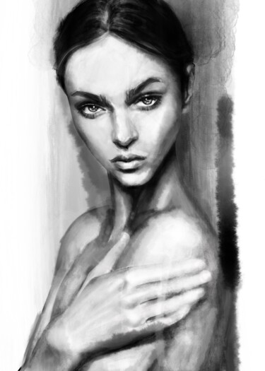 Drawing titled "Look" by Evgeniya Abramova, Original Artwork, Pencil