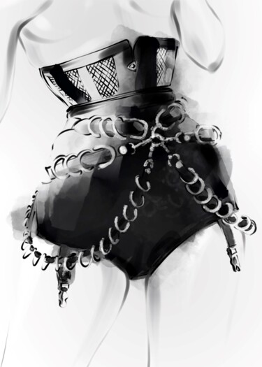 Digital Arts titled "Corset" by Evgeniya Abramova, Original Artwork, Digital Painting