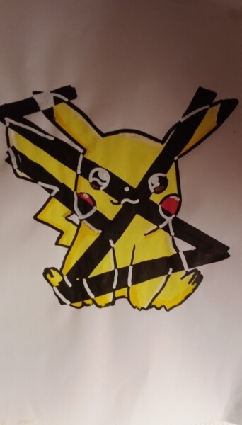 Dibujo titulada "Pikachu en X-Ray" por Eva Fercot, Obra de arte original, Rotulador